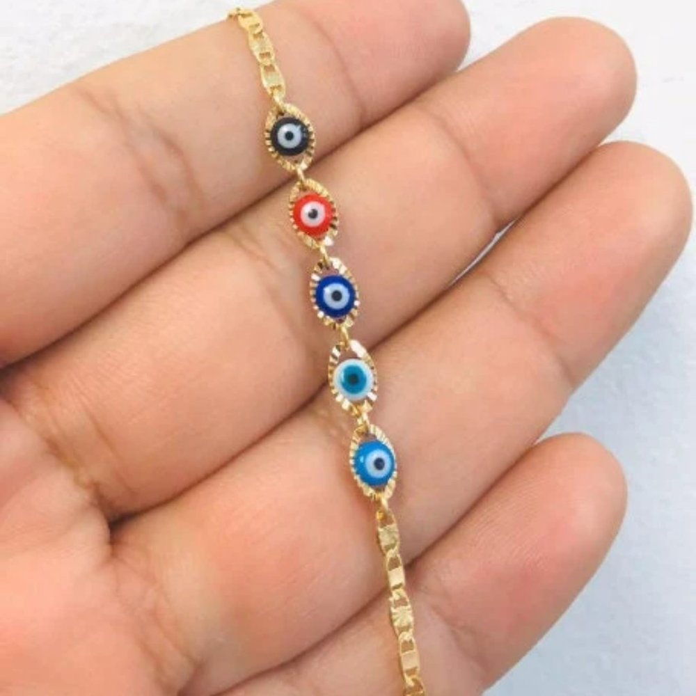 Newborn Baby/Childrens Boys/Girls Gold Filled Evil Eye Baby Bracelet Good Luck
